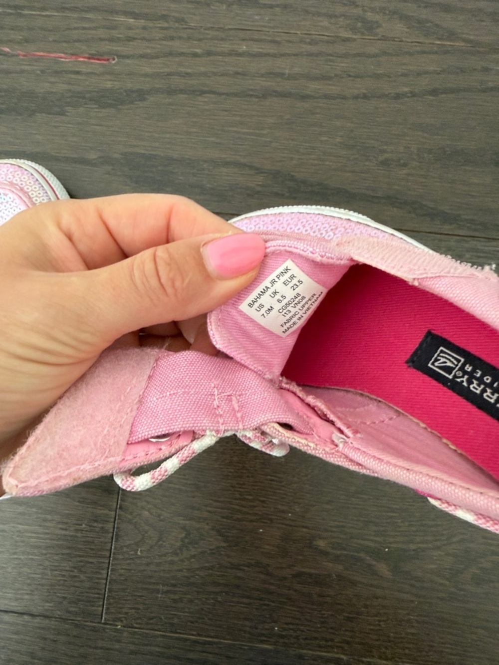 Sperry Topsider pink sequin boat shoe size 7 - Picture 5 of 5